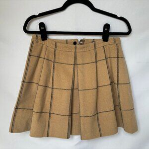 Club Monaco-Short tan wool pleated skirt